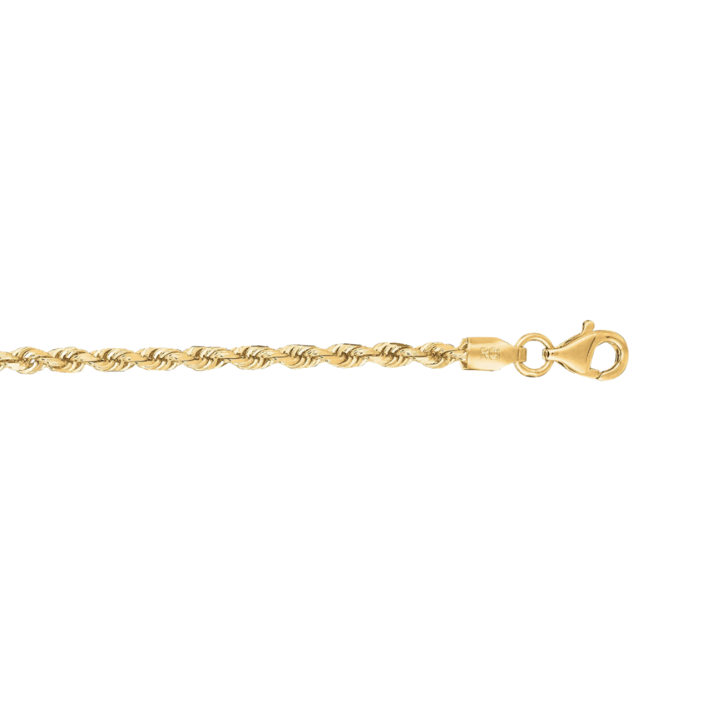 14K Gold 2.5mm Solid Diamond Cut Royal Rope Chain
