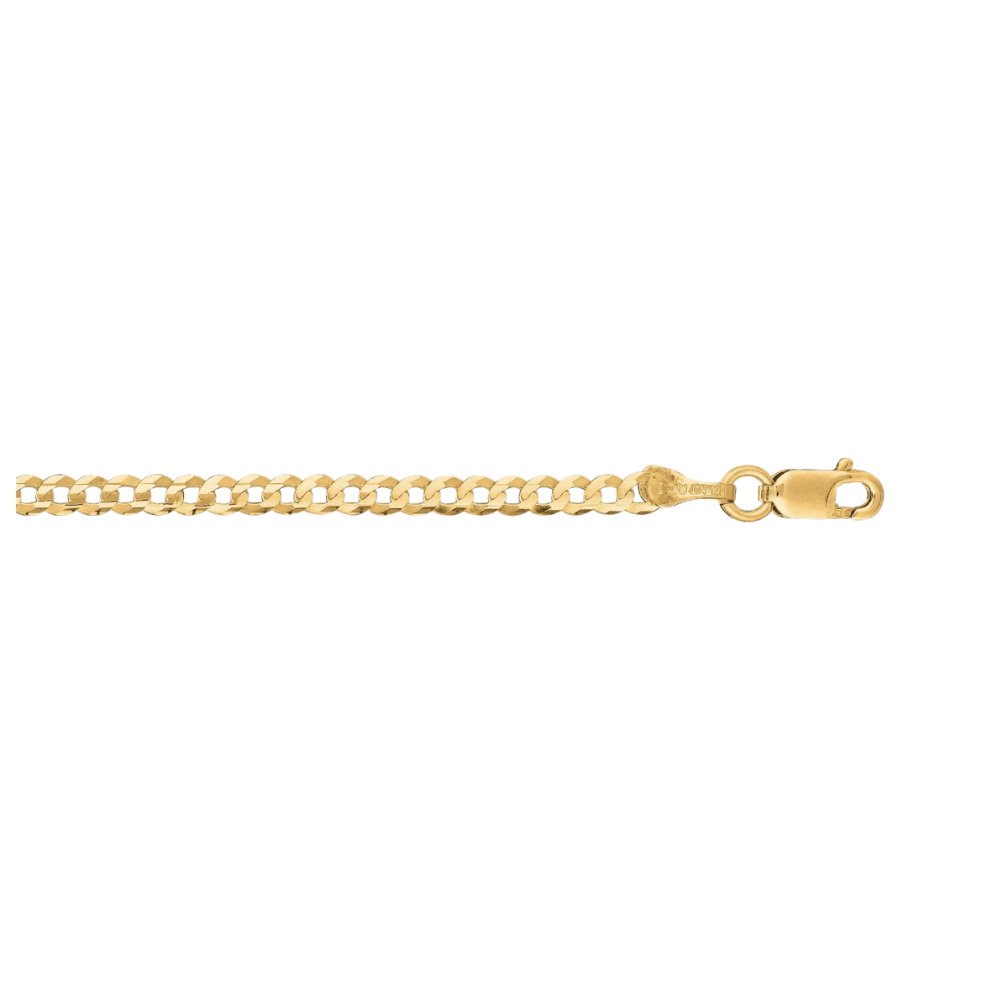 14K Gold 2.6mm Comfort Curb Chain Anklet