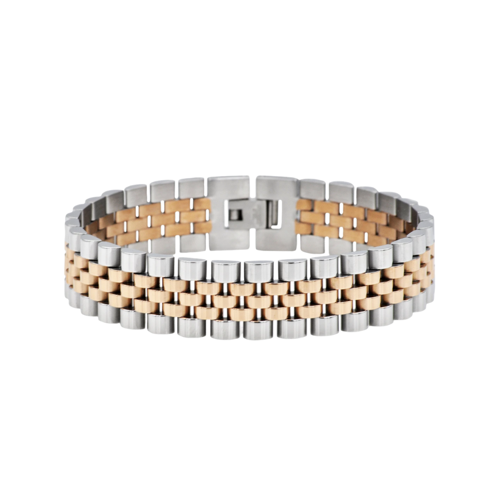 Rose Stainless Steel Watch Style Link Bracelet