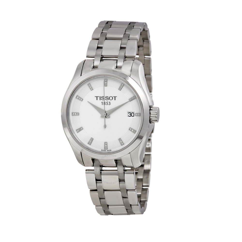 Tissot Couturier Silver Dial Diamond Markers Ladies Watch