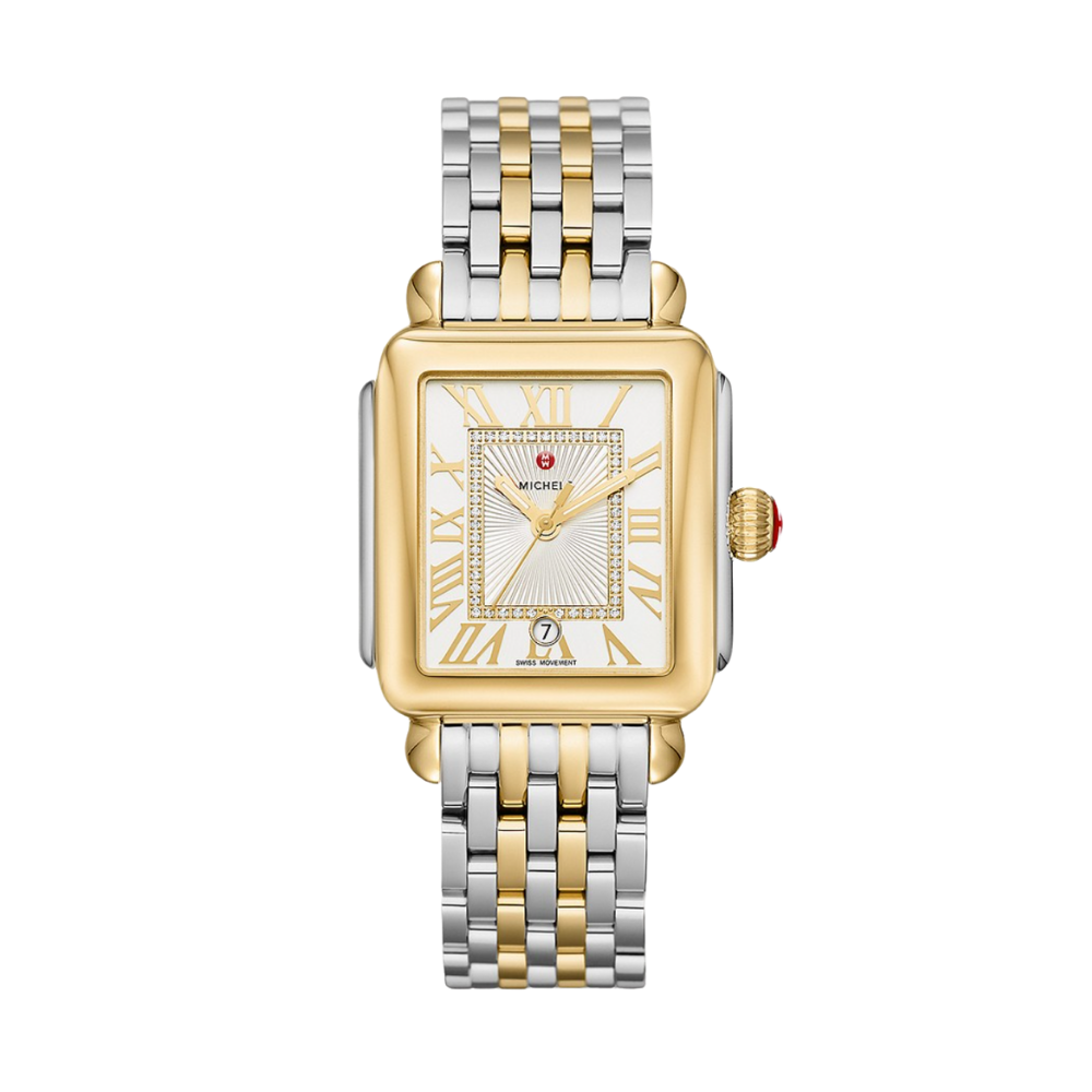 Michele Deco Madison Two-Tone 18K Gold Diamond Dial Watch