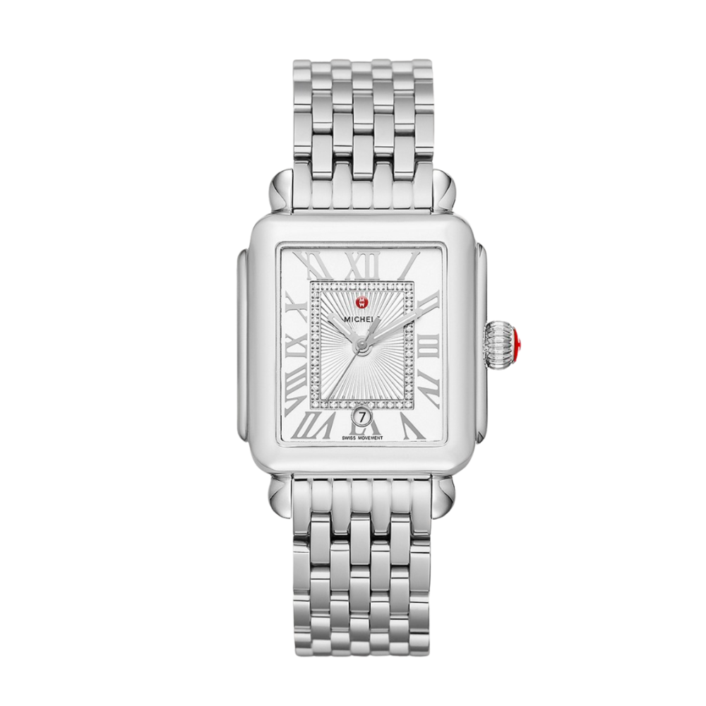 Michele Deco Madison Stainless Diamond Dial Watch