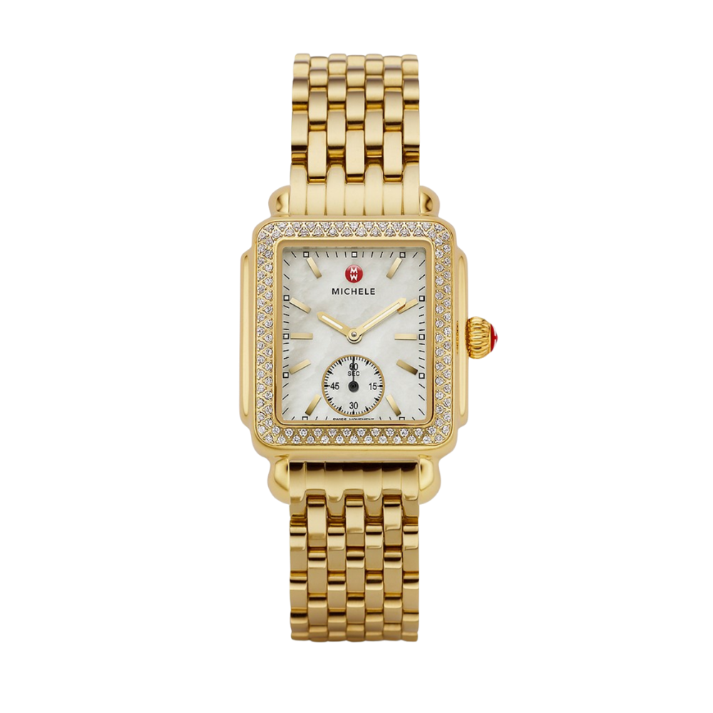 Michele Deco Mid 18K Gold Diamond Watch