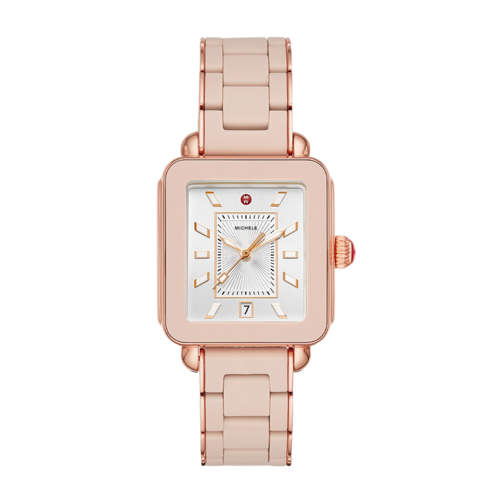 Michele Deco Sport Pink Gold Desert Rose Wrapped Silicone Watch