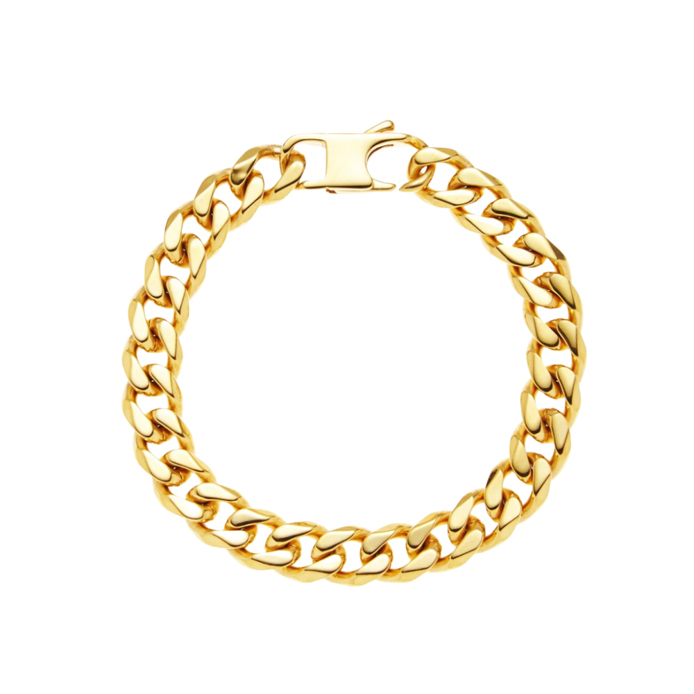 Gold Stainless Steel Cuban Link Chain Bracelet