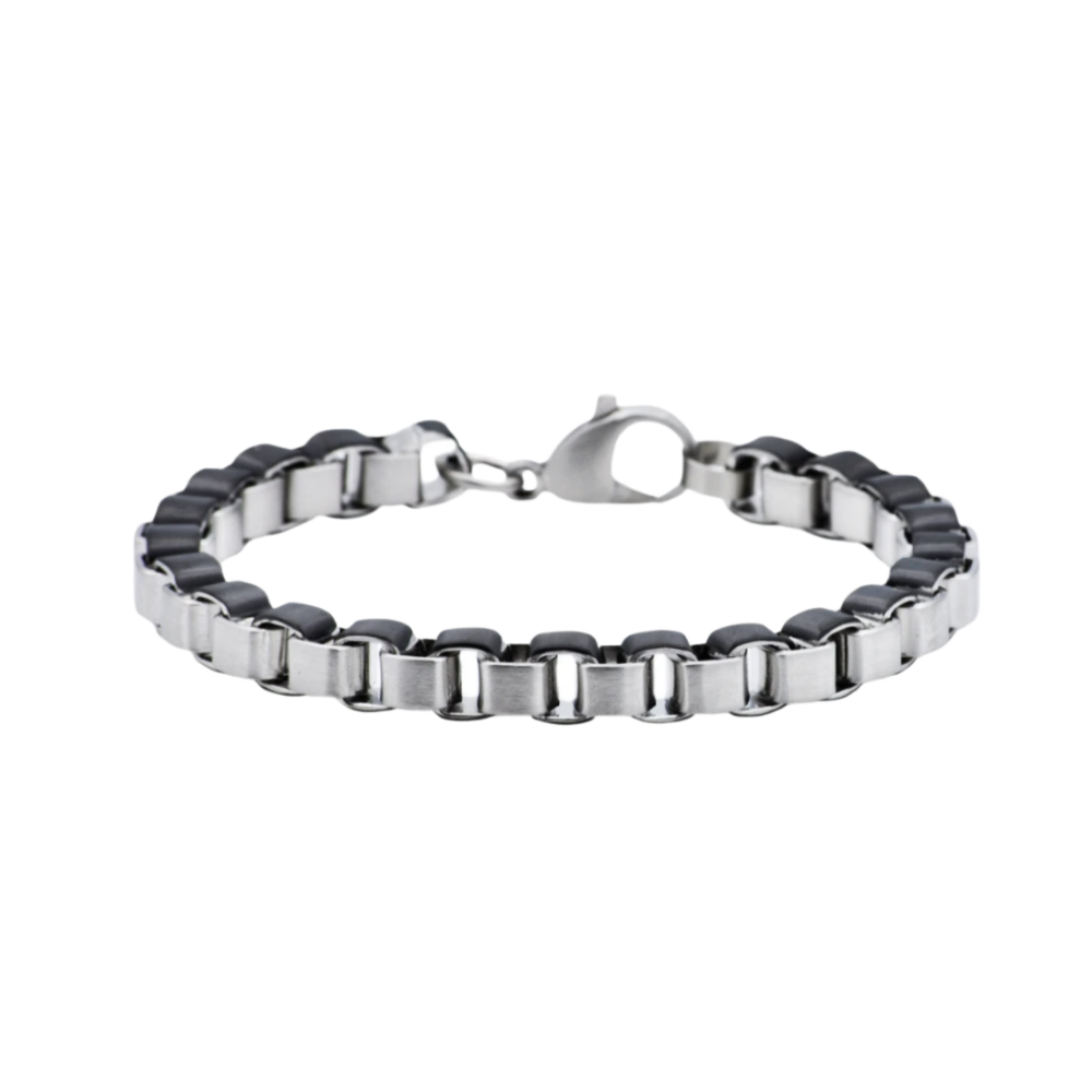 Black Stainless Steel Box Link Chain Bracelet