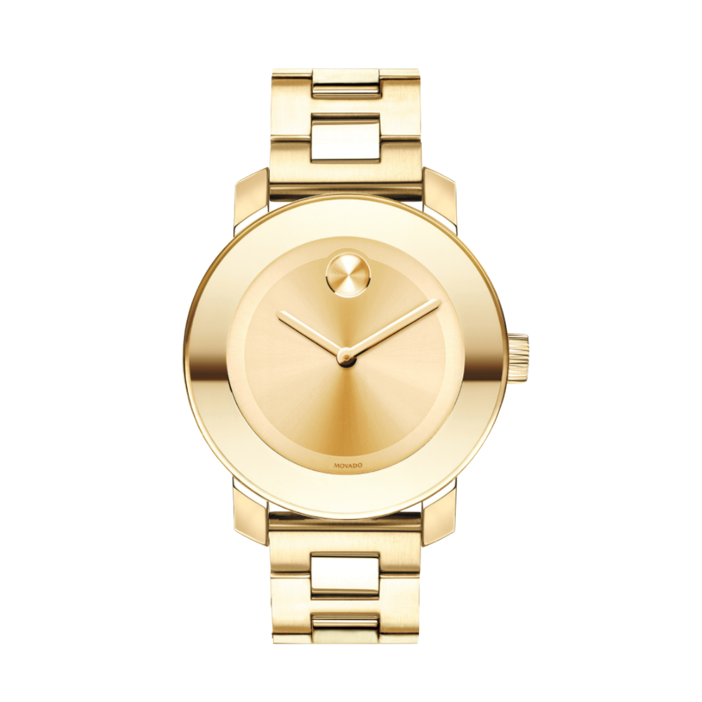 Movado Bold Champagne Dial Yellow Gold Ion-pated Ladies Watch