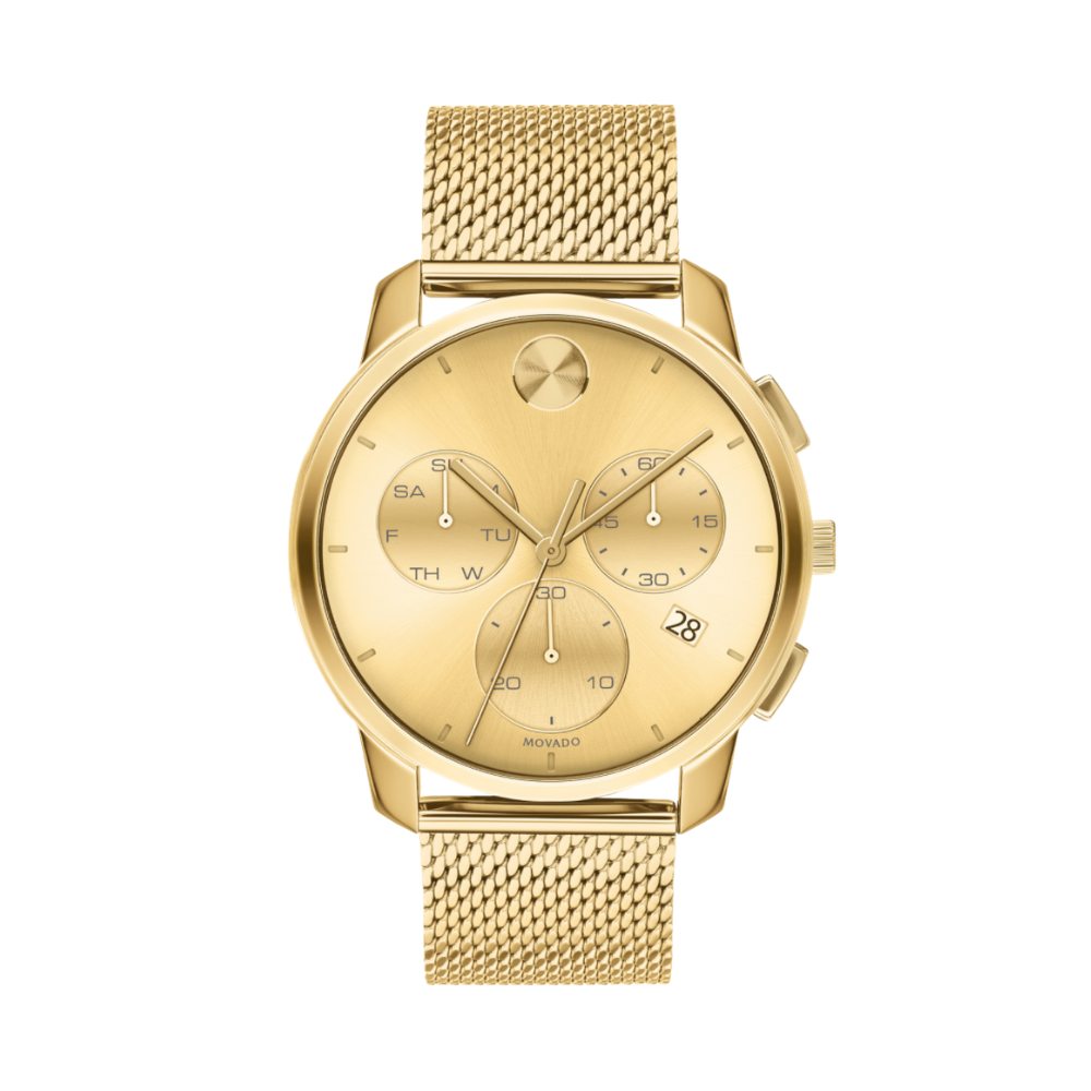 Movado Bold Thin Chronograph Quartz Gold Dial Men's Watch