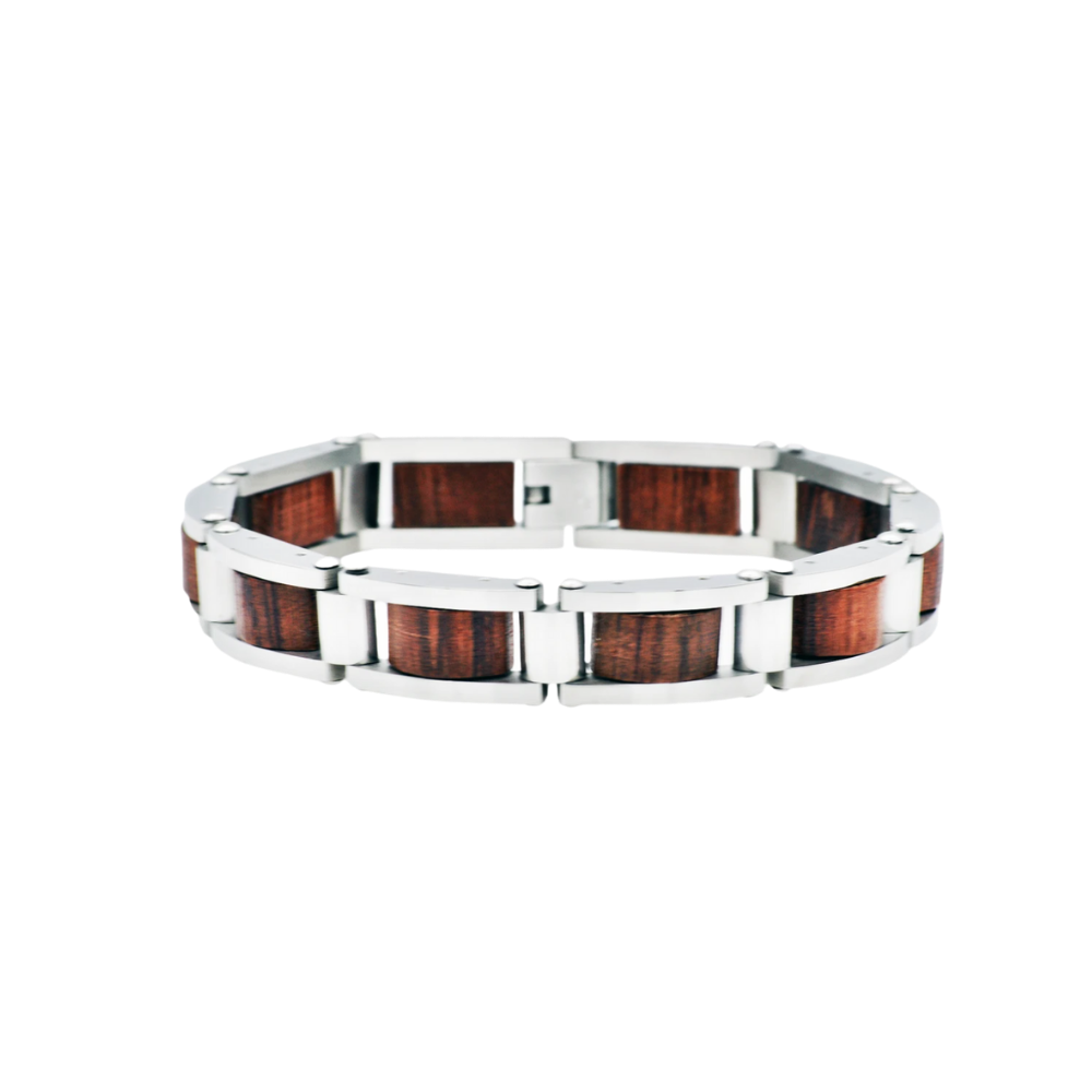 Stainless Steel And Wood Bracelet