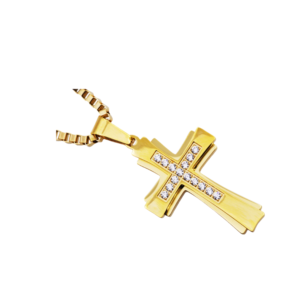 Gold Stainless Steel Cross Pendant