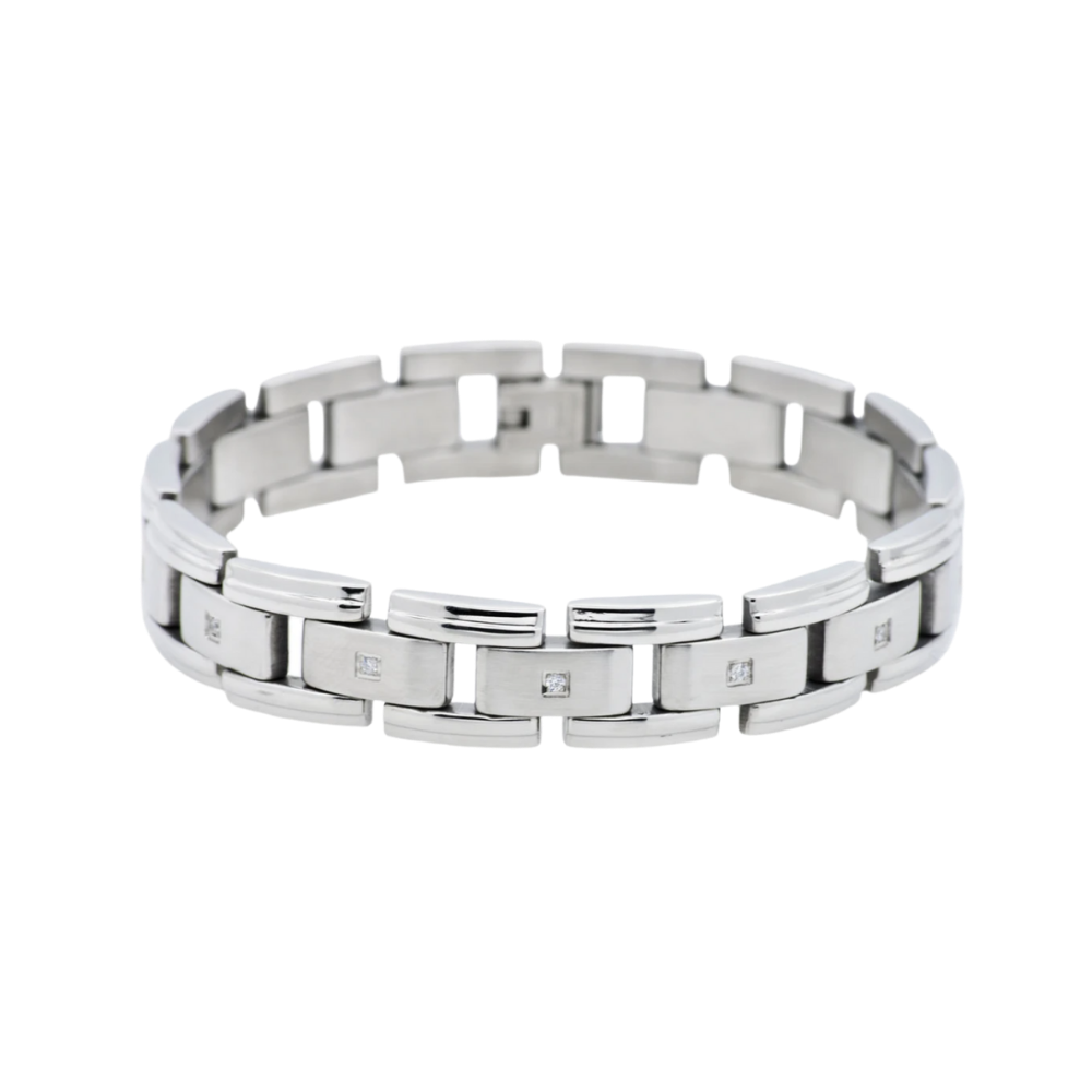 Men's Name Stainless Steel Cubic Zirconia Bracelet