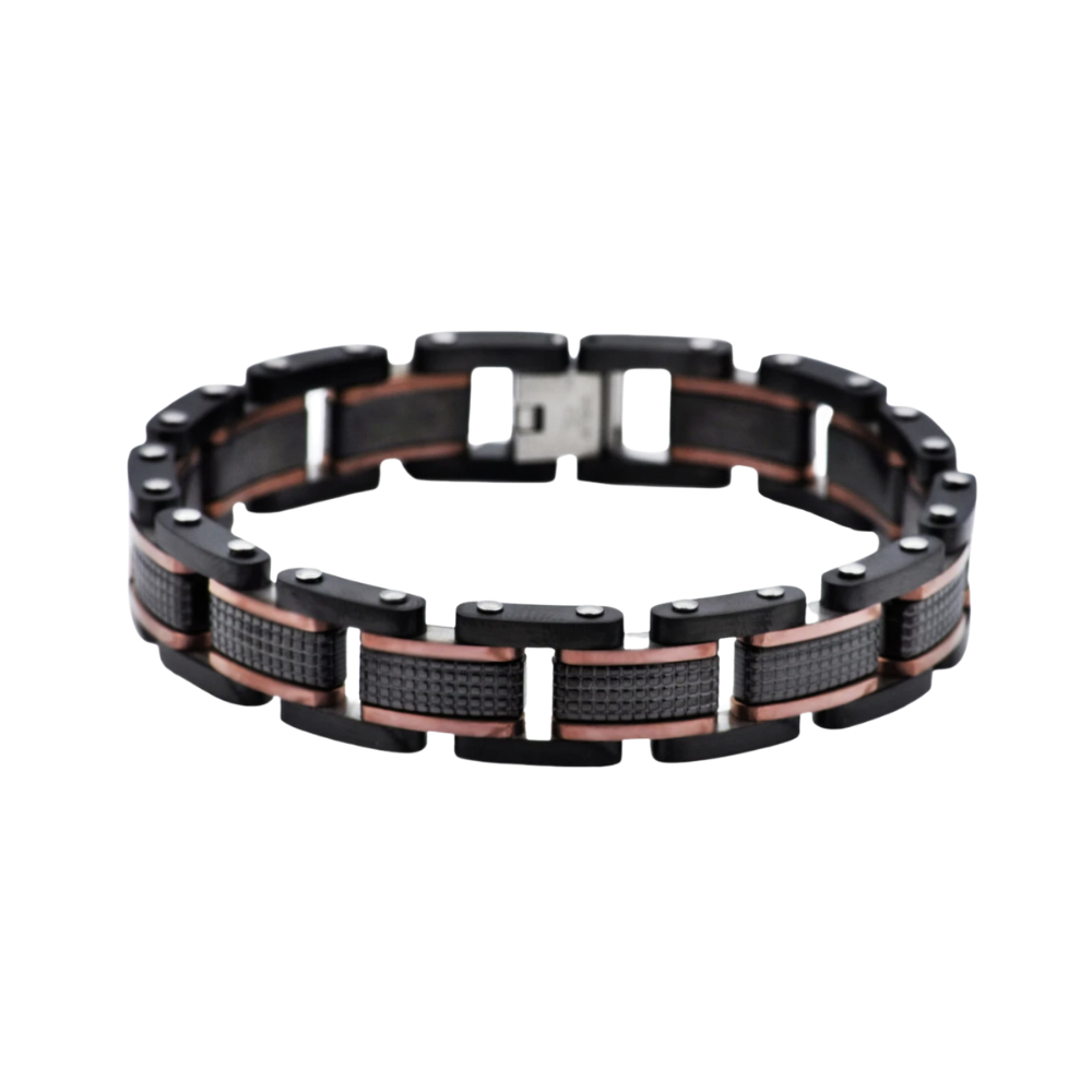Black Plated Textured Stainless Steel Bracelet