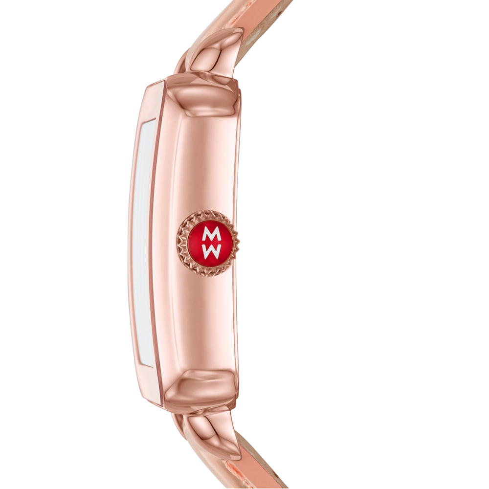 Michele Deco Sport High Shine Pink Gold and Pink Leather Watch