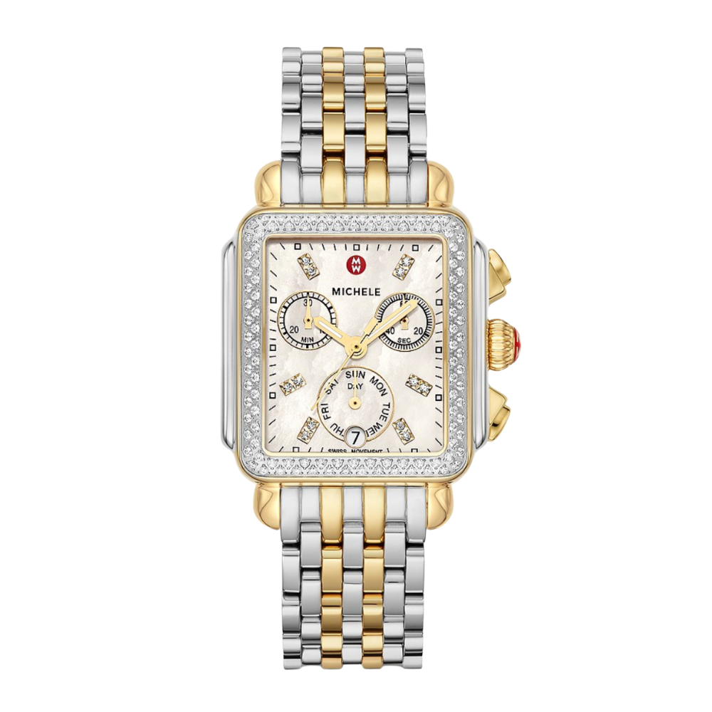 Michele Deco Two-Tone 18K Diamond Watch