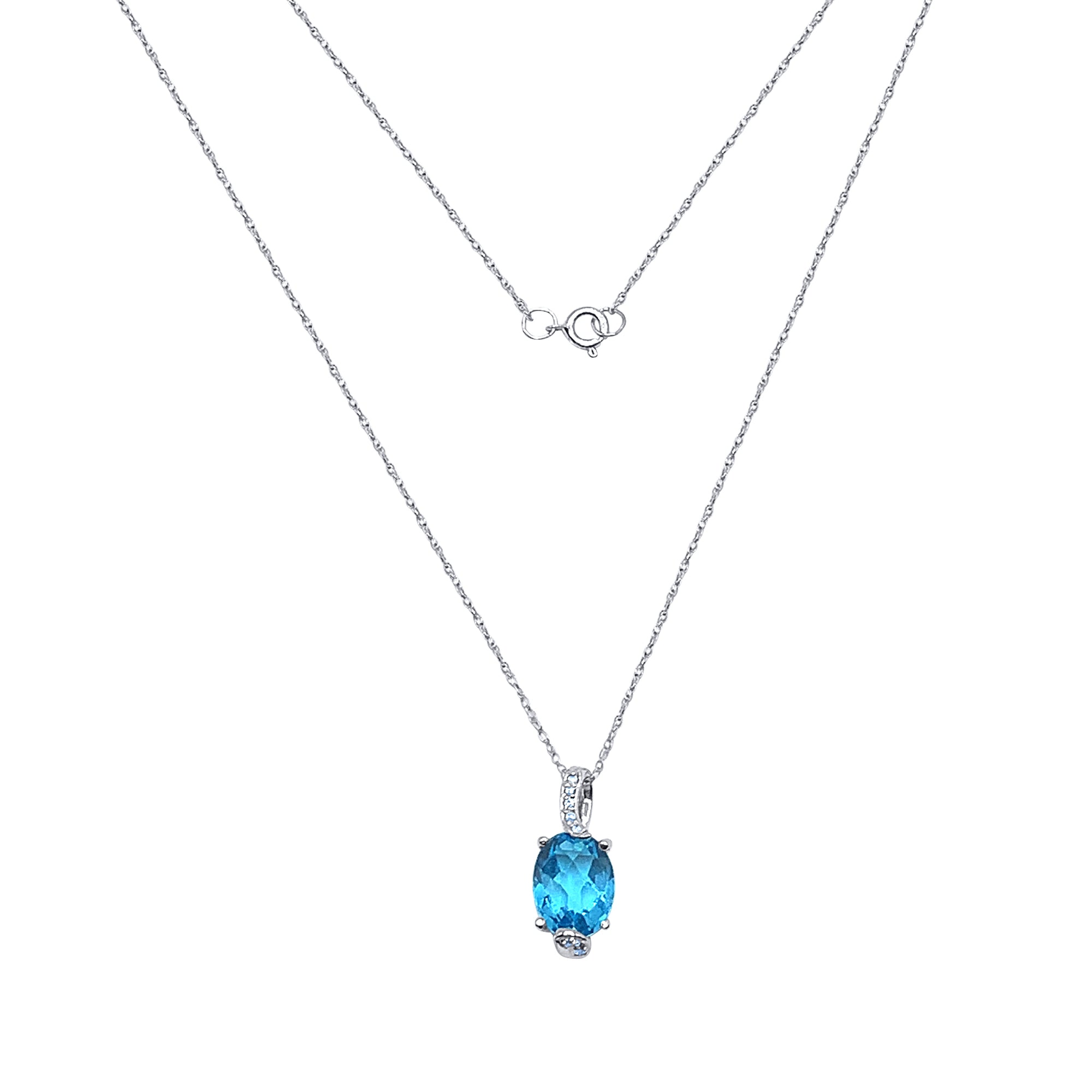 Blue Topaz Diamond Necklace