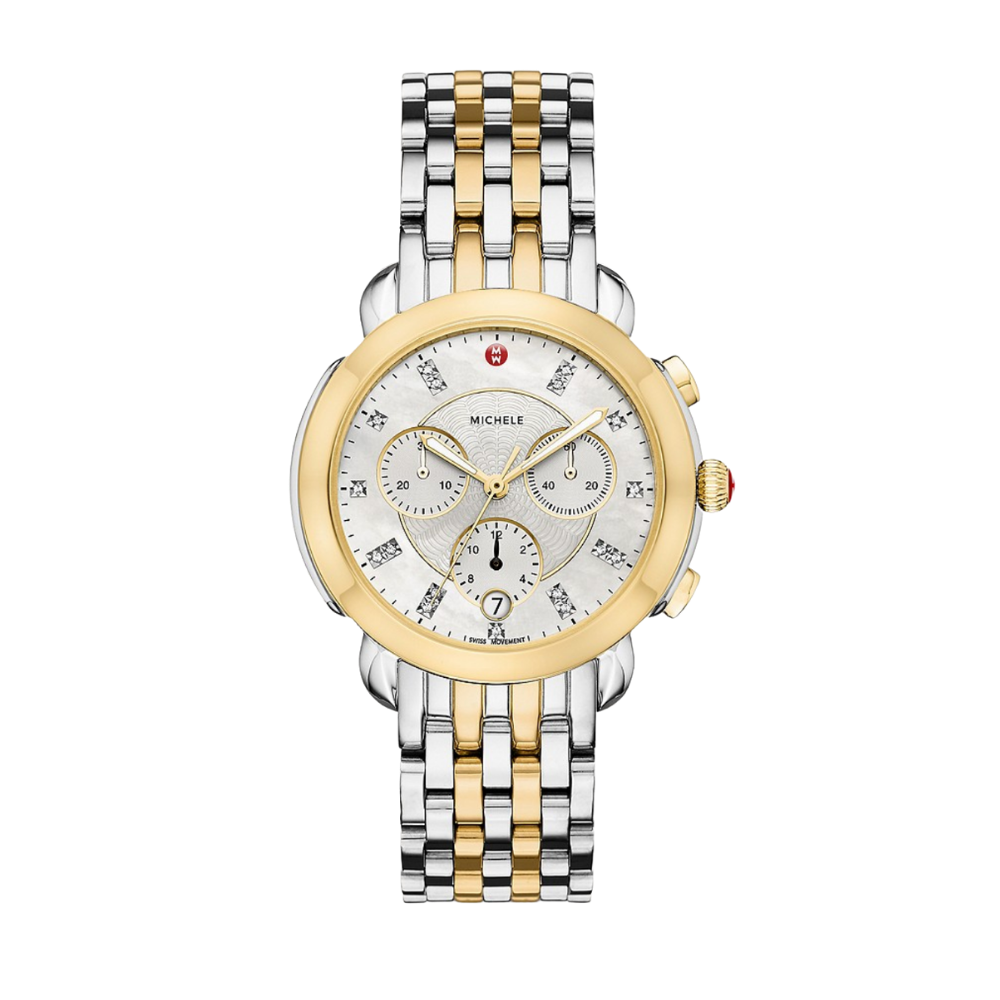 Michele Sidney Two-Tone 18K Gold Diamond Dial Watch