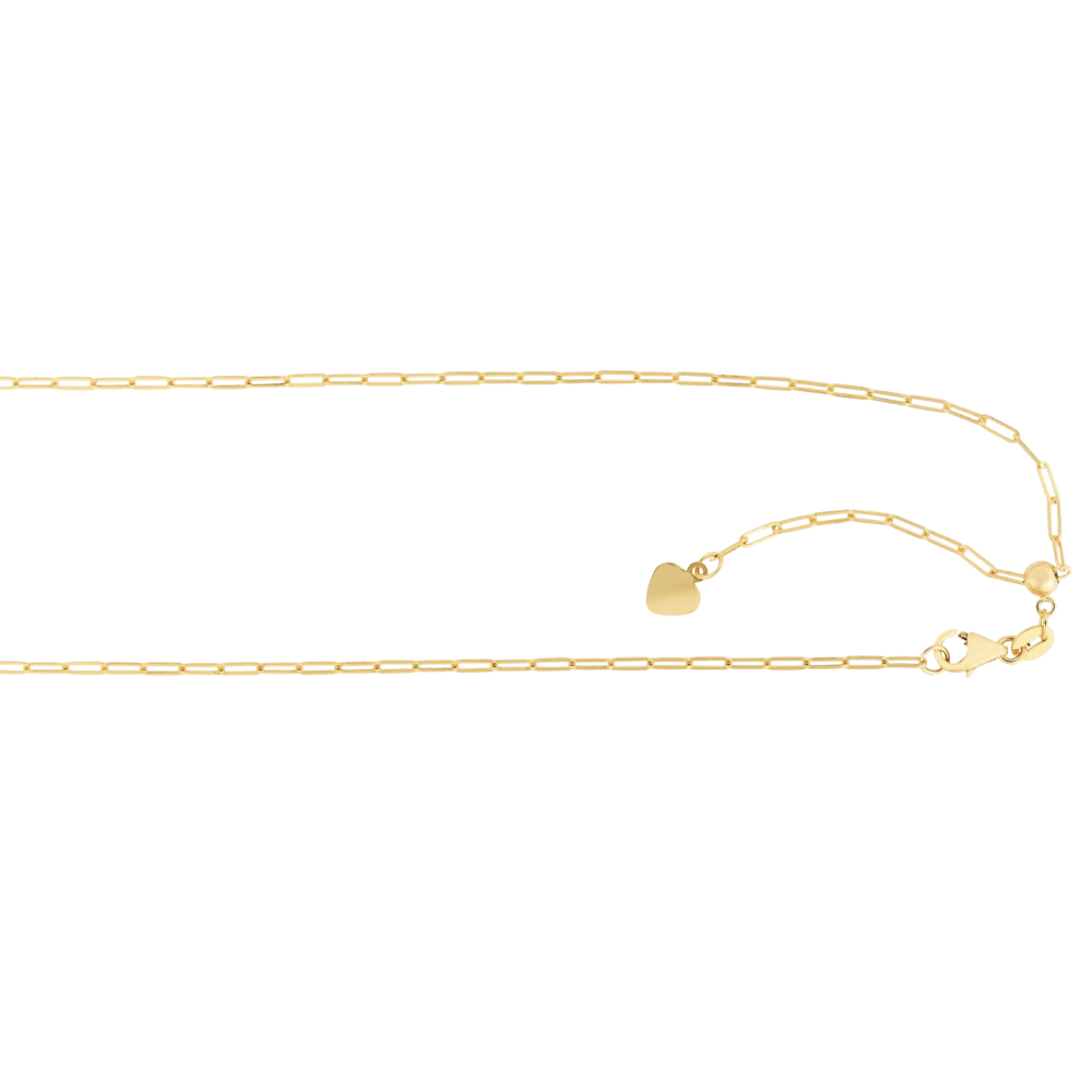 14K Gold 1.5mm Adjustable Paperclip Chain